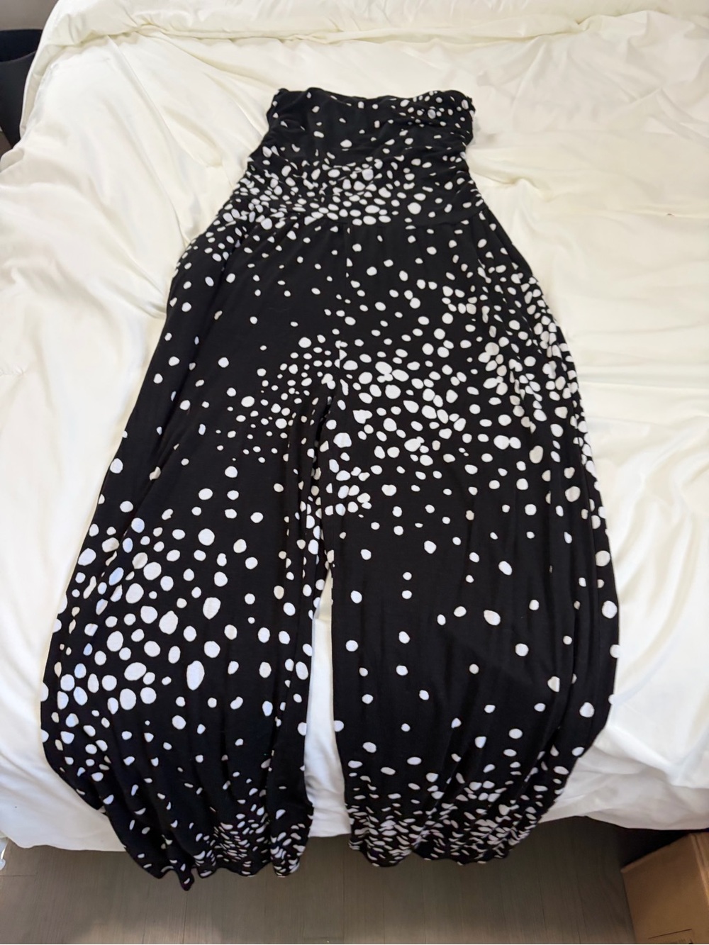 Black & White Polka Dot Strapless Jumpsuit